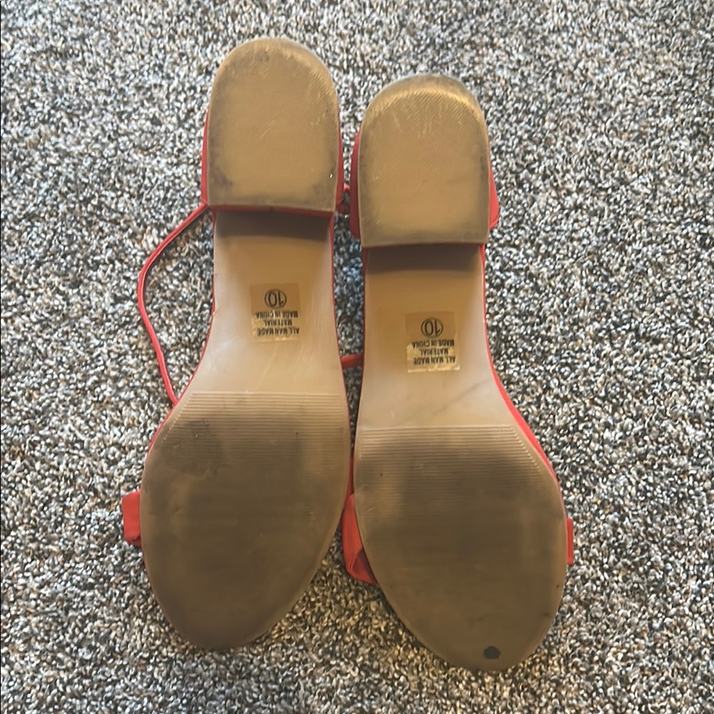 Cityclassified Red Heeled Sandals with Ankle Strap - Picture 2 of 4